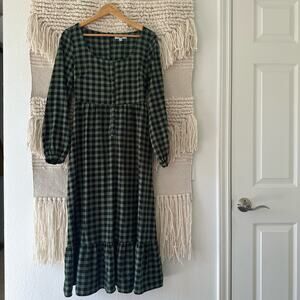Sweet Baby Jamie Sage Plaid Midi Dress